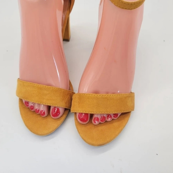 Lov Mark Womens NIXTY Open Toe Suede Occasion Ankle Strap Mustard Yellow Sz 9 - Picture 3 of 11